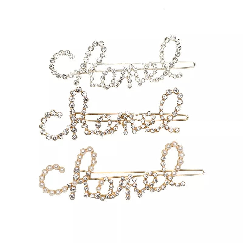 Girls-Chanel Lettering- Rhinestone Hair Clip