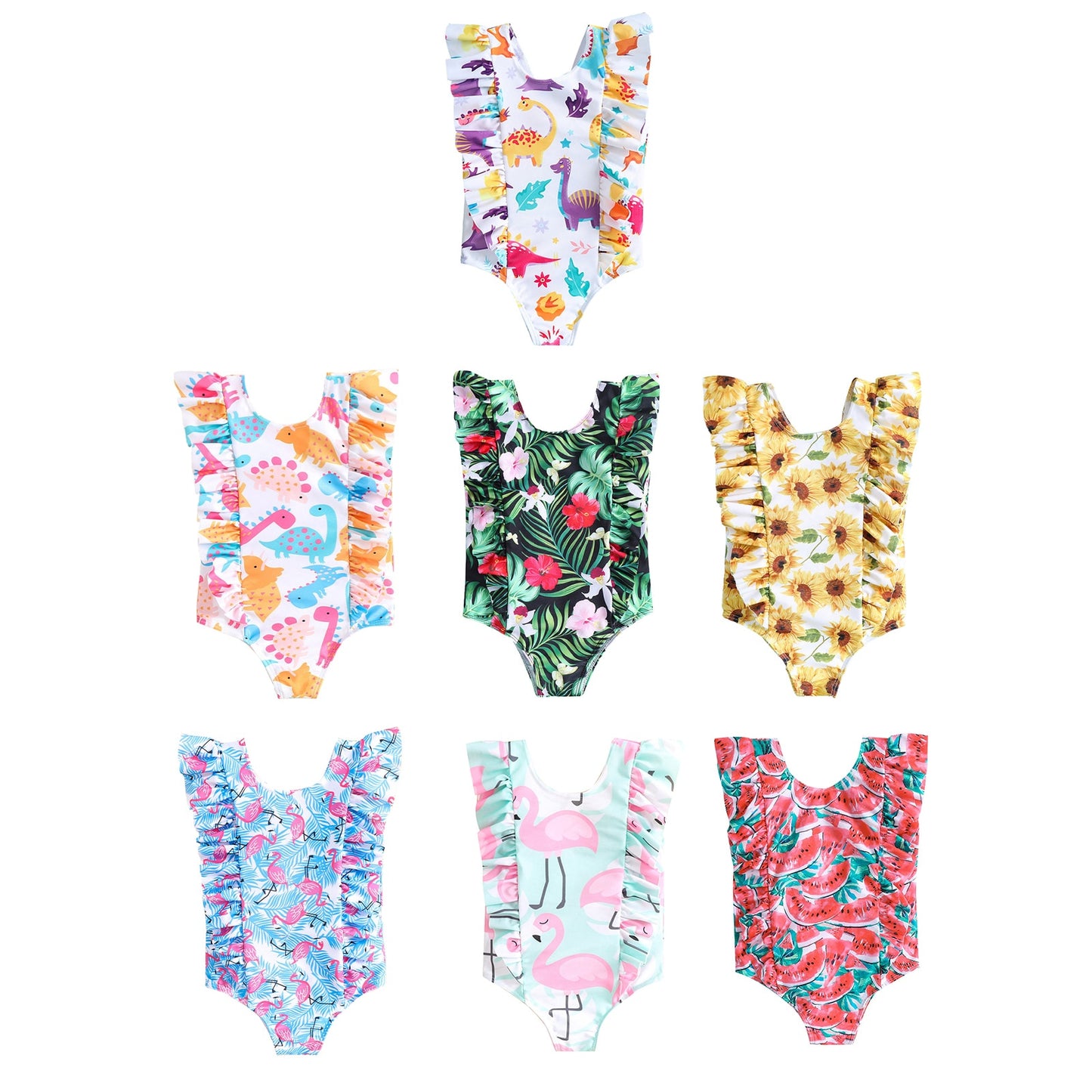 Summer 12m-5yr One Piece Swimsuits w/Ruffle  Baby-Toddler