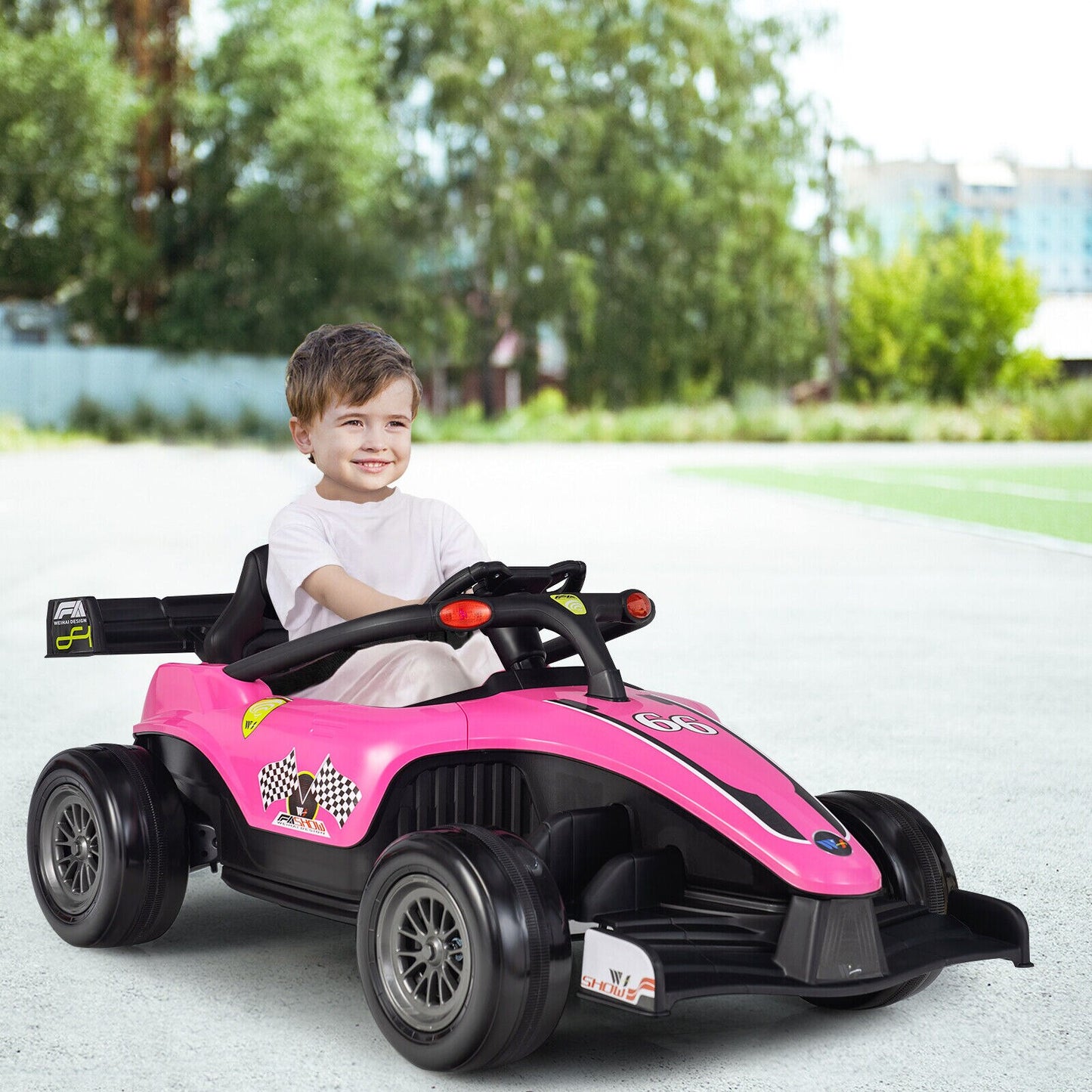 Babyjoy 12V Kids Racing Ride on Car Remote Control w/MP3 & Lights