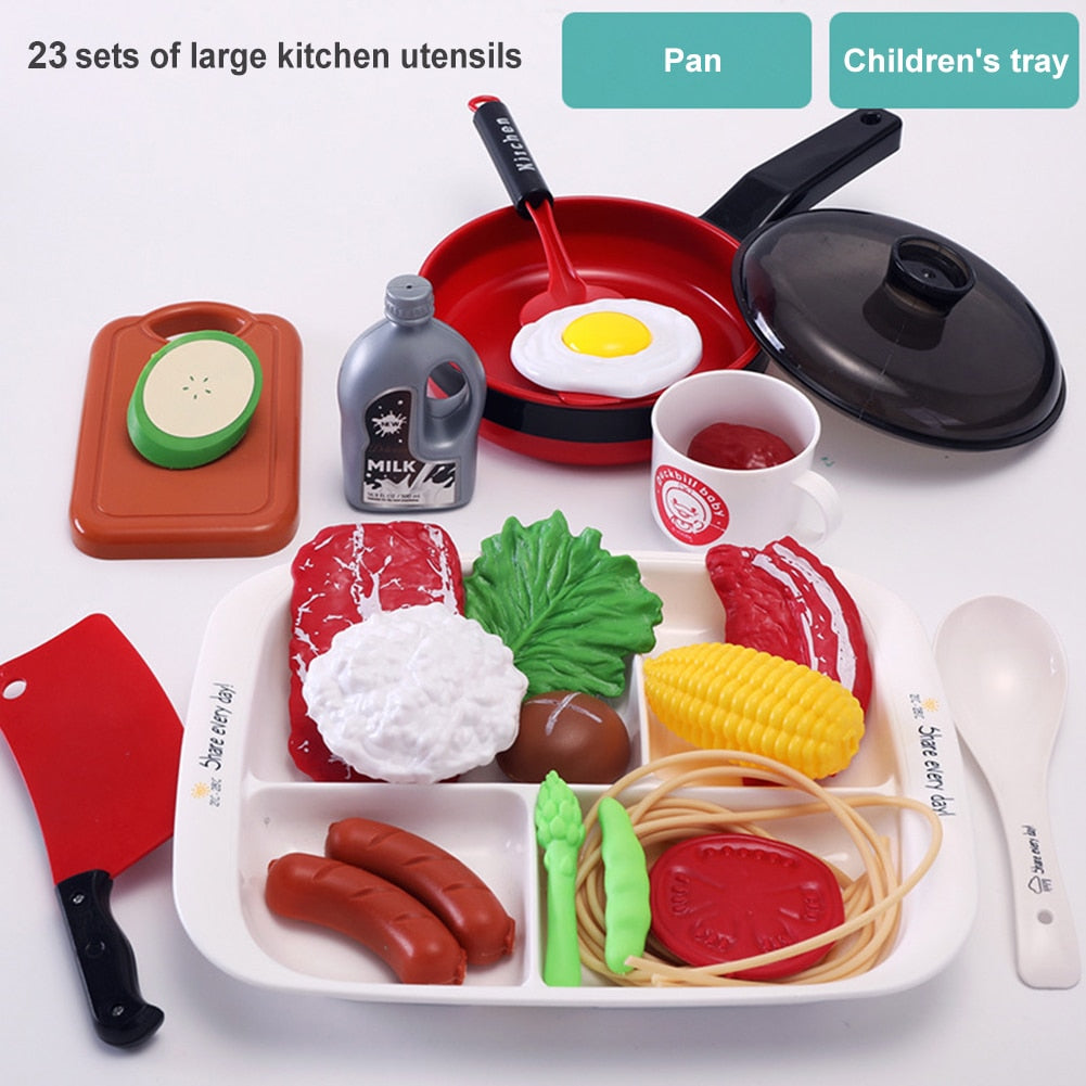 Kids Kitchen Pretend Cooking Playset-Plates, Pots, Pans, Utensils