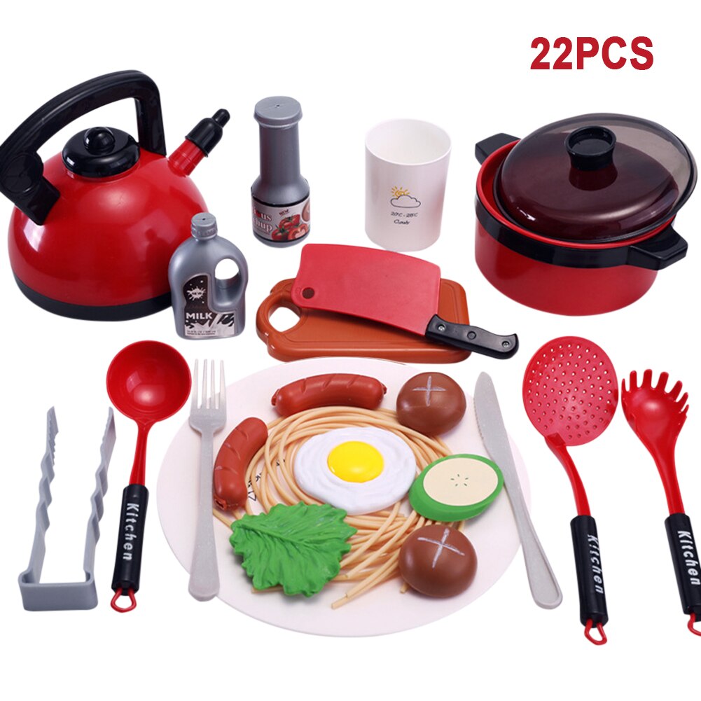 Kids Kitchen Pretend Cooking Playset-Plates, Pots, Pans, Utensils