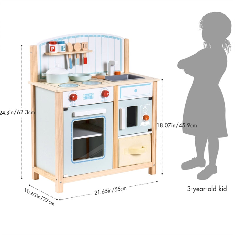 Kids Classic Kitchen-Wooden-Pretend Play with Accessories