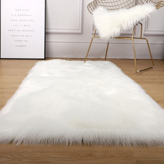 Soft Fluffy White Sheepskin Area Rugs 2x5 ft