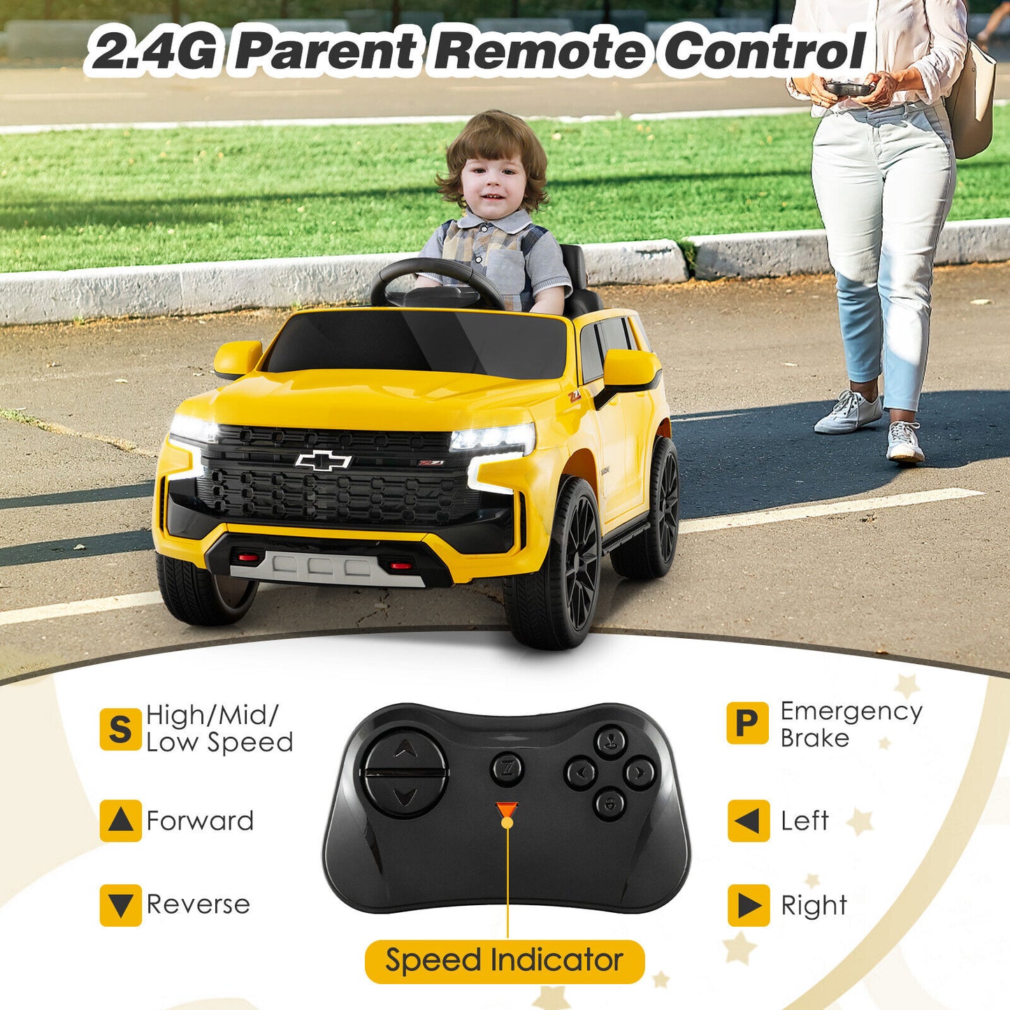 Babyjoy 12V Kids Ride On Car Chevrolet Tahoe Truck SUV Remote w/ Music & Light