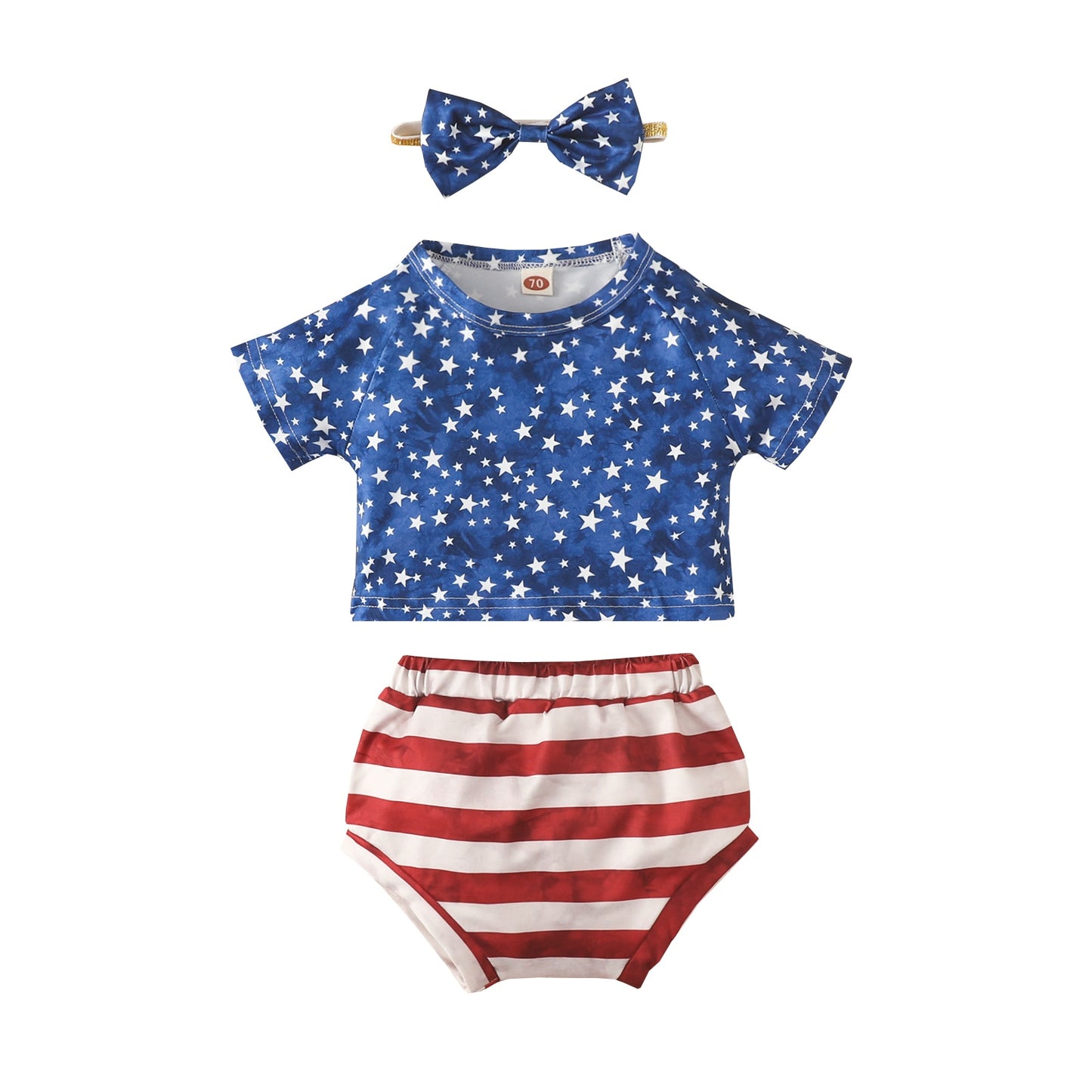 6M-5Y Independence Day 3pc Girls Clothes Set-Shirt-Shorts-Headband